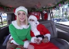 Young blondie in elf costume fucked by Santa