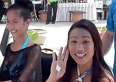 Ladyboy bikini water volleyball