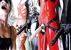 Avid Femboy have a fun 4 hugh schlongs and get loads of cum in throat and face