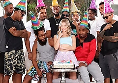 Crazy blowbang interracial fuck session with a cutie Coco Lovelock