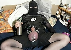 Solo estim milking with pierced cocks and big balls slapping by Qualzucht