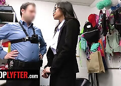 Shoplifter confronted in backroom faces domination during interrogation