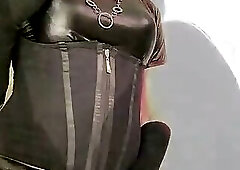 Super Sexy Sissy Slut Kandi swings her cock in her Black latex and boots PMV