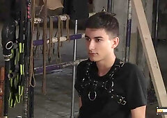 Strapped lad Axel Rubberax slapped by parent Sebastian Kane