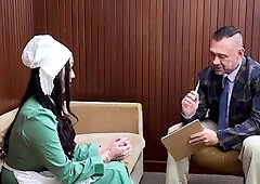 Amish hottie milks doctors big white cock on therapy