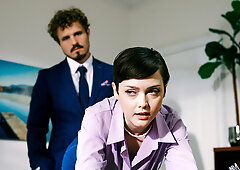 Horny man eats secretary's ass and fucks her in the office