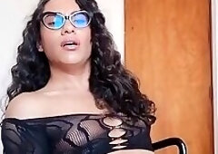 Hot latina cums in chair