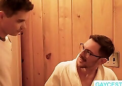 Nice looking Mark enjoys sucking cock