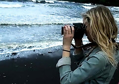 Busty blonde amateur fucked in public restroom