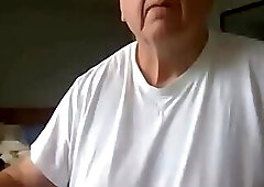old man jerking his big dick