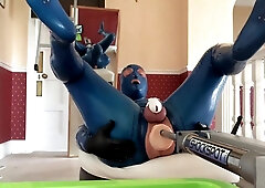 pvcsissy in chastity anal fucking machine 6