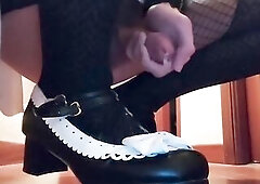 Cute crossdresser cum on kawaii shoes