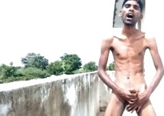 Rajesh enjoys outdoor masturbation: moaning, salivating, showing his assets, spanking, slapping, and cumming
