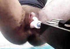 Large Clitoris Displayed as FTM Gets Screwed on Machine