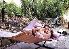 Excited Large Tit Redhead Masturbates Nude Outside Begging Dad – Hammock Finger Bang & Intensive DVP Toy Ride