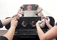 TICKLISH BABES - Chad Matlock Gets Locked in Stocks and Mercilessly Tickled by Mandy