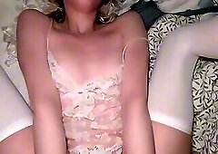 White guy fucks 18+ TS in chasity