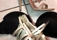 Gfs Steve Madden stilettos and 34D hooter-sling smashed & nutted.