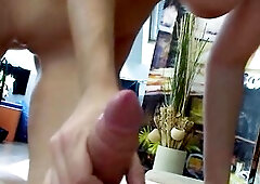 Blond girlfriend rides the jock and groans so sexy
