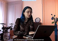 This toy will make your boss cum like a Daemon - POV Role Play by a Bushy Frenchwoman