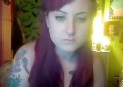 EMO babe eats cum of small cock on webcam