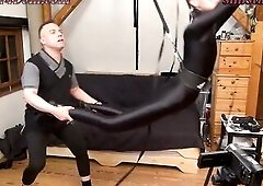 Slim Beginner-Porn-Model gets 1st hard Deepthroat with Sex-toy-Stick, Breathplay with Balloon, Dance-Slavery-Show for Training to a ideal pliant Show-