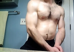 Close-up Bicep Chest Flexing