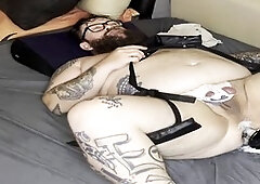 Close-up of intense anal play with a toy for some serious fun