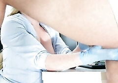 The Nurse Jerking off the Patient and Massaging the Prostate! Helps to take the Sperm Analysis