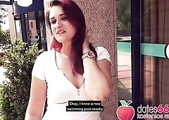 dates66.com Deutsches Sweetheart (27) neben Swimmingpool gebangt MELINA MAY