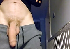Gay solo masturbation on sofa