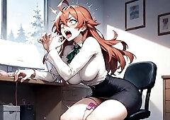 2 built men shove into her whilst this babe sploogs explosively, her mind cracking from the meaty office fuckfest.