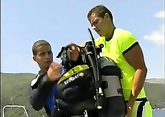 Horny Divers Threeway Fuck At The Beach