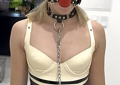 Leashed Jazzyyluxx in her apartment