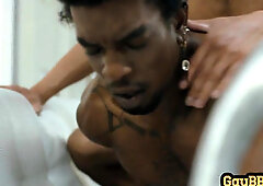 Black perverted bottom fucked in anal hole in missionary