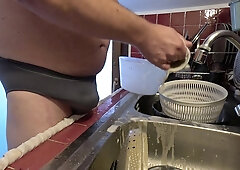 Washing dishes with urinate and supreme jizz shot