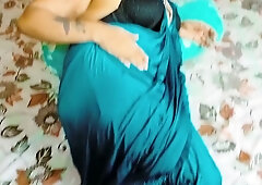 Tattooed Indian wife gives footjob and gets fucked after husband leaves for work