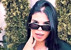 Outdoor no nude posing session with a hot curvy brunette