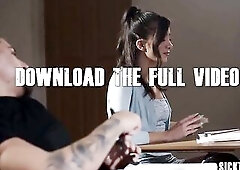 Hot chick Natalie Brooks drank large wang and enjoyed coarse screwing in classroom