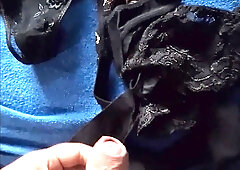 Fat money-shot in black stunning knickers