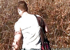 Hot two horny mates pet each other on the street