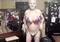 Hawt tgirl does a underware haul with front and back views of precious breasts and booty. Her stripped bazookas are disclosed as that babe lifts up he