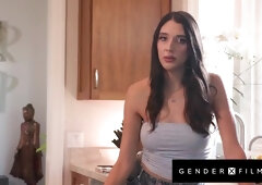 GENDERX FILMS - Grizzly Hubby Takes Trans Bombshell As Wifey Looks On