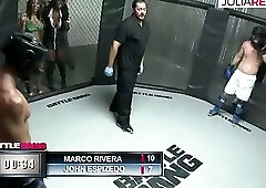 The winner of the cage fight immediately gets a fuck as a trophy