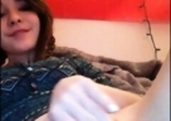 Sweet beauty masturbating on webcam close up