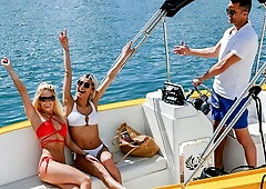 Nasty double penetration on the boat with hot Candee Licious and Veronica Leal