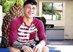 Edgy Latin hottie Franco Styles talking to the camera