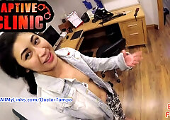 Skinny American actress Jasmine Rose exposed in a candid moment behind the scenes of a medical captivity shoot
