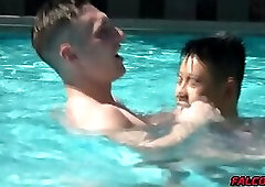 Vincent backs himself into Michael's bushy dick