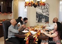 Ebony MILF YumTheeBoss gets Thanksgiving cum from future son in law